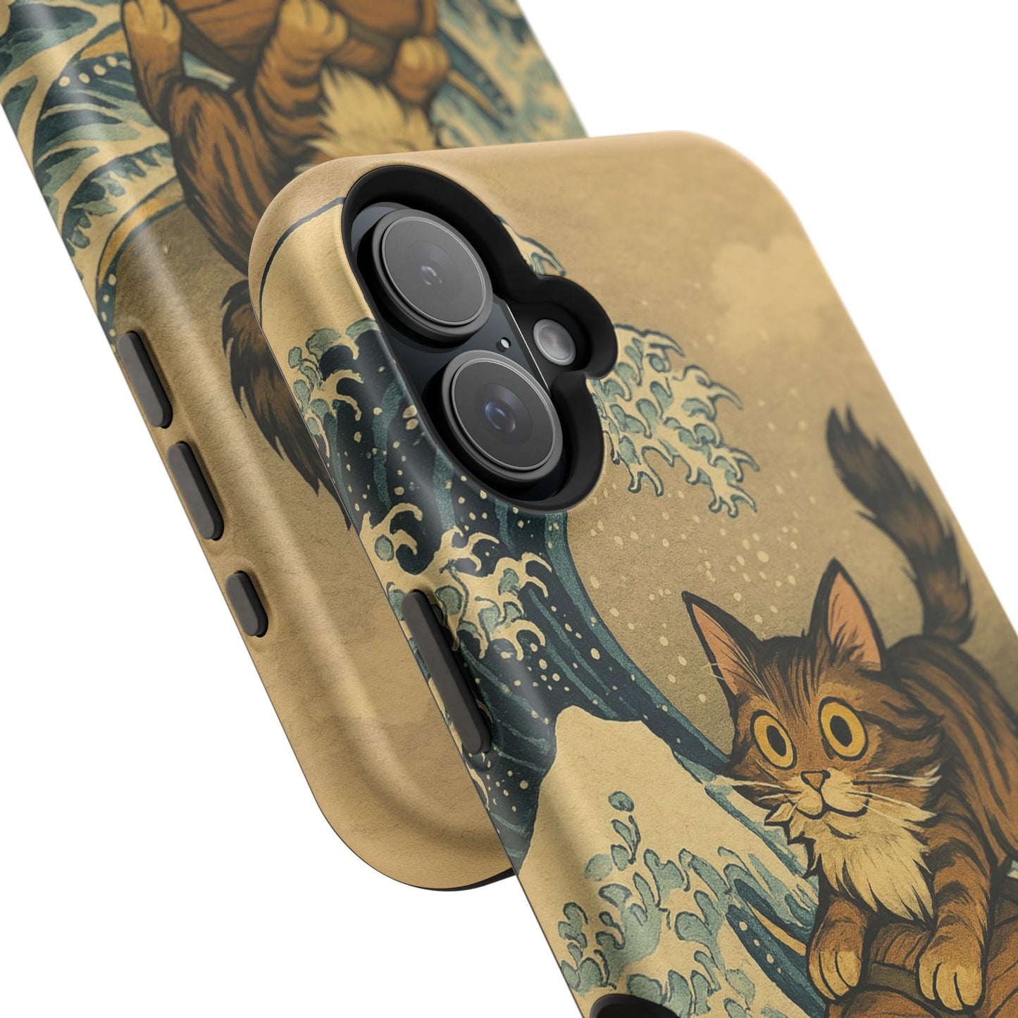 The Great Wave Cat – Hokusai Inspired – iPhone 16, 15, 14, 13 – MagSafe Magnetic Tough Case by HitStickers