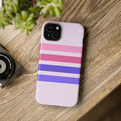 Lavender Love Striped – iPhone 16, 15, 14, 13 – MagSafe Magnetic Tough Case by HitStickers