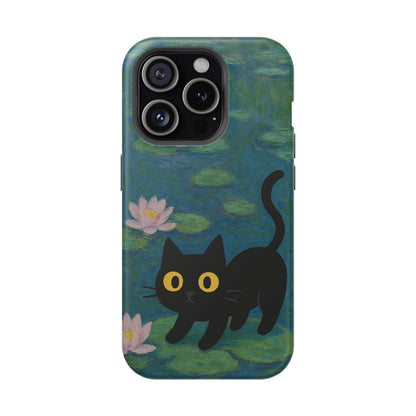 Water Lily Cat – Monet Inspired – iPhone 16, 15, 14, 13 – MagSafe Magnetic Tough Case by HitStickers
