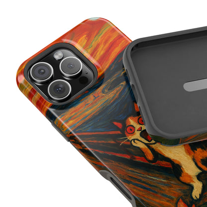 The Cat Scream – Munch Inspired – iPhone 16, 15, 14, 13 – MagSafe Magnetic Tough Case by HitStickers