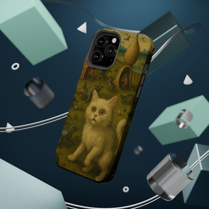 Garden of Cat Delights – Bosch Inspired – iPhone 16, 15, 14, 13 – MagSafe Magnetic Tough Case by HitStickers