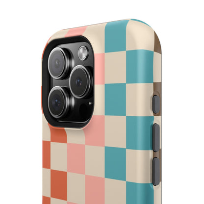 Retro Check Pop – iPhone 16, 15, 14, 13 – MagSafe Magnetic Tough Case by HitStickers