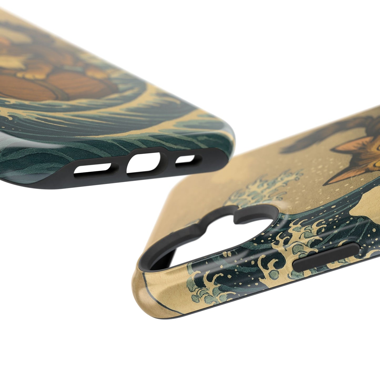The Great Wave Cat – Hokusai Inspired – iPhone 16, 15, 14, 13 – MagSafe Magnetic Tough Case by HitStickers