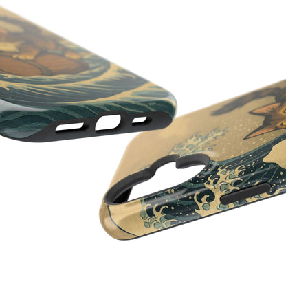 The Great Wave Cat – Hokusai Inspired – iPhone 16, 15, 14, 13 – MagSafe Magnetic Tough Case by HitStickers