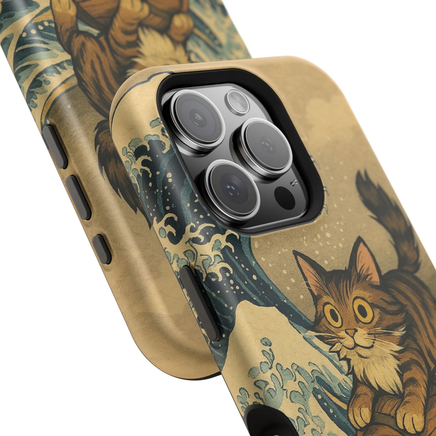 The Great Wave Cat – Hokusai Inspired – iPhone 16, 15, 14, 13 – MagSafe Magnetic Tough Case by HitStickers