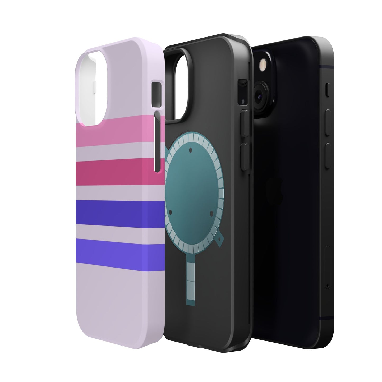 Lavender Love Striped – iPhone 16, 15, 14, 13 – MagSafe Magnetic Tough Case by HitStickers