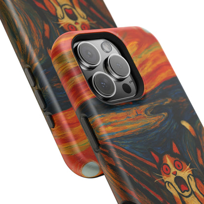 The Cat Scream – Munch Inspired – iPhone 16, 15, 14, 13 – MagSafe Magnetic Tough Case by HitStickers