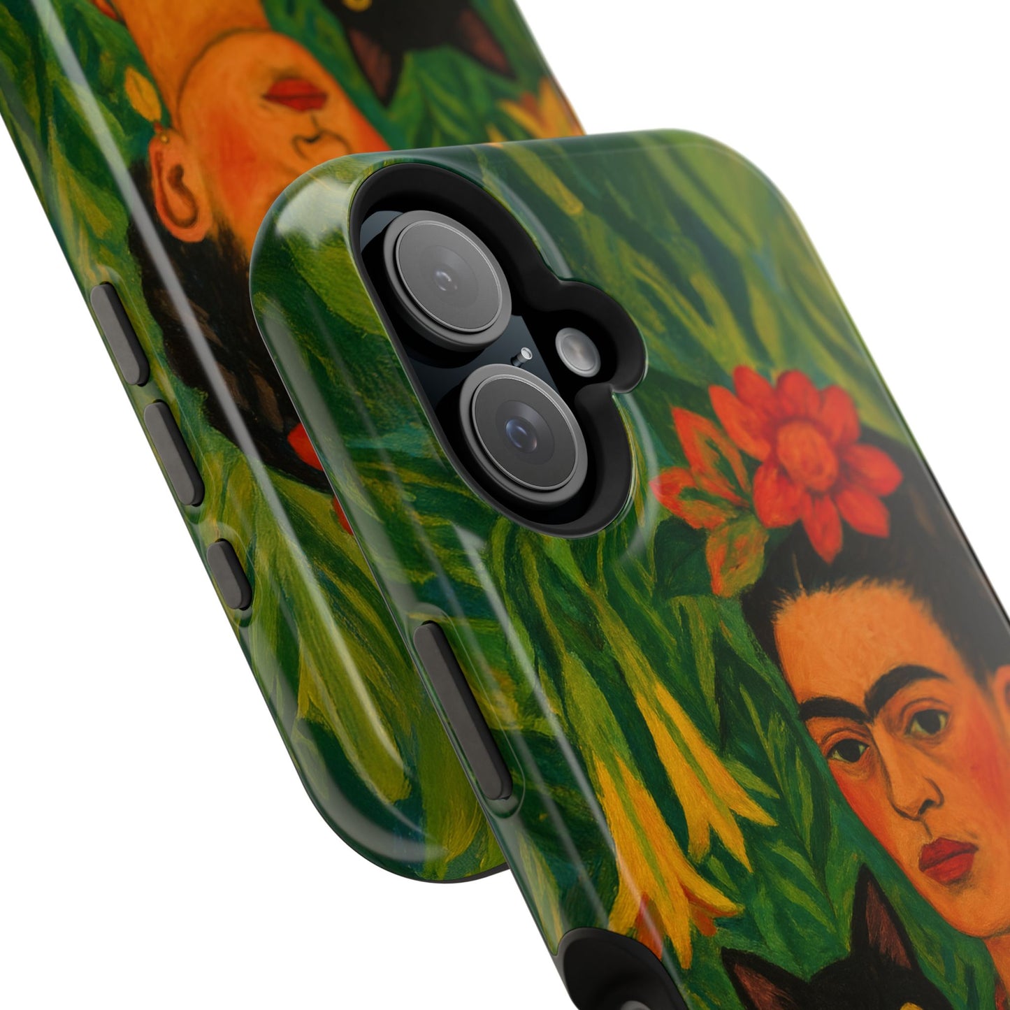 Frida & the Black Cat – Kahlo Inspired – iPhone 16, 15, 14, 13 – MagSafe Magnetic Tough Case by HitStickers