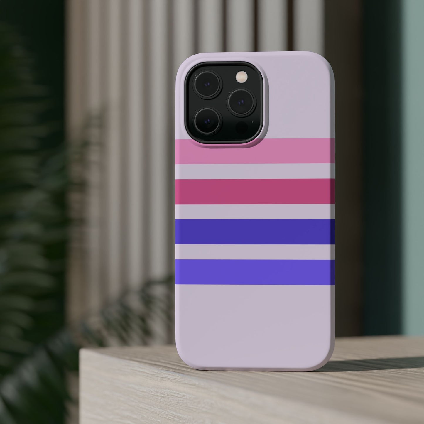 Lavender Love Striped – iPhone 16, 15, 14, 13 – MagSafe Magnetic Tough Case by HitStickers
