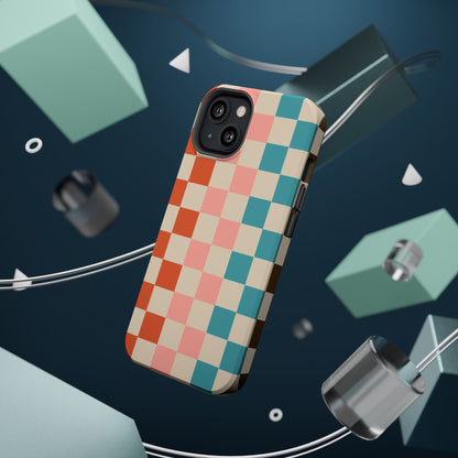 Retro Check Pop – iPhone 16, 15, 14, 13 – MagSafe Magnetic Tough Case by HitStickers