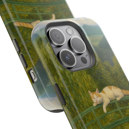 Sleeping Cat on the Japanese Bridge – Monet Inspired – iPhone 16, 15, 14, 13 – MagSafe Magnetic Tough Case by HitStickers