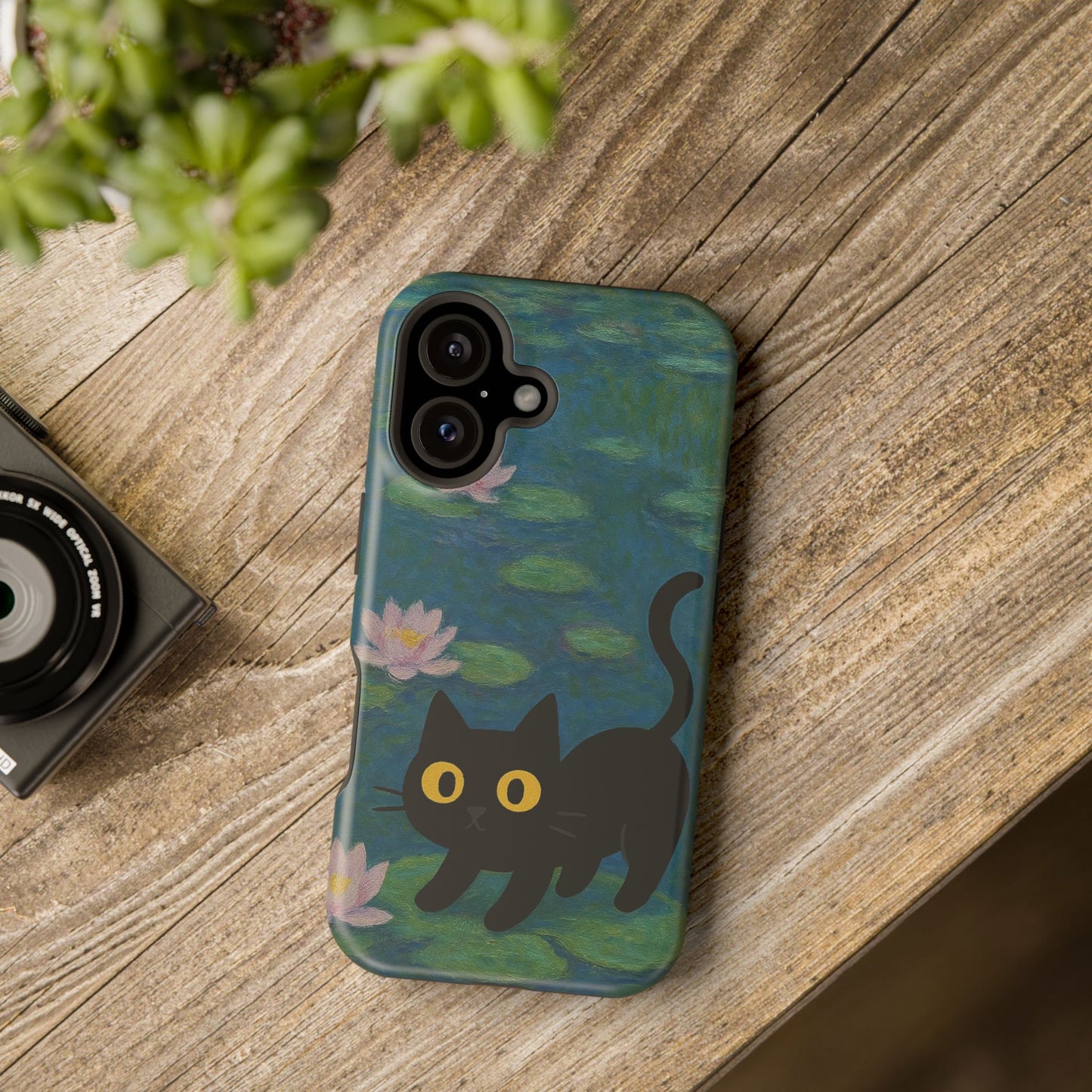Water Lily Cat – Monet Inspired – iPhone 16, 15, 14, 13 – MagSafe Magnetic Tough Case by HitStickers