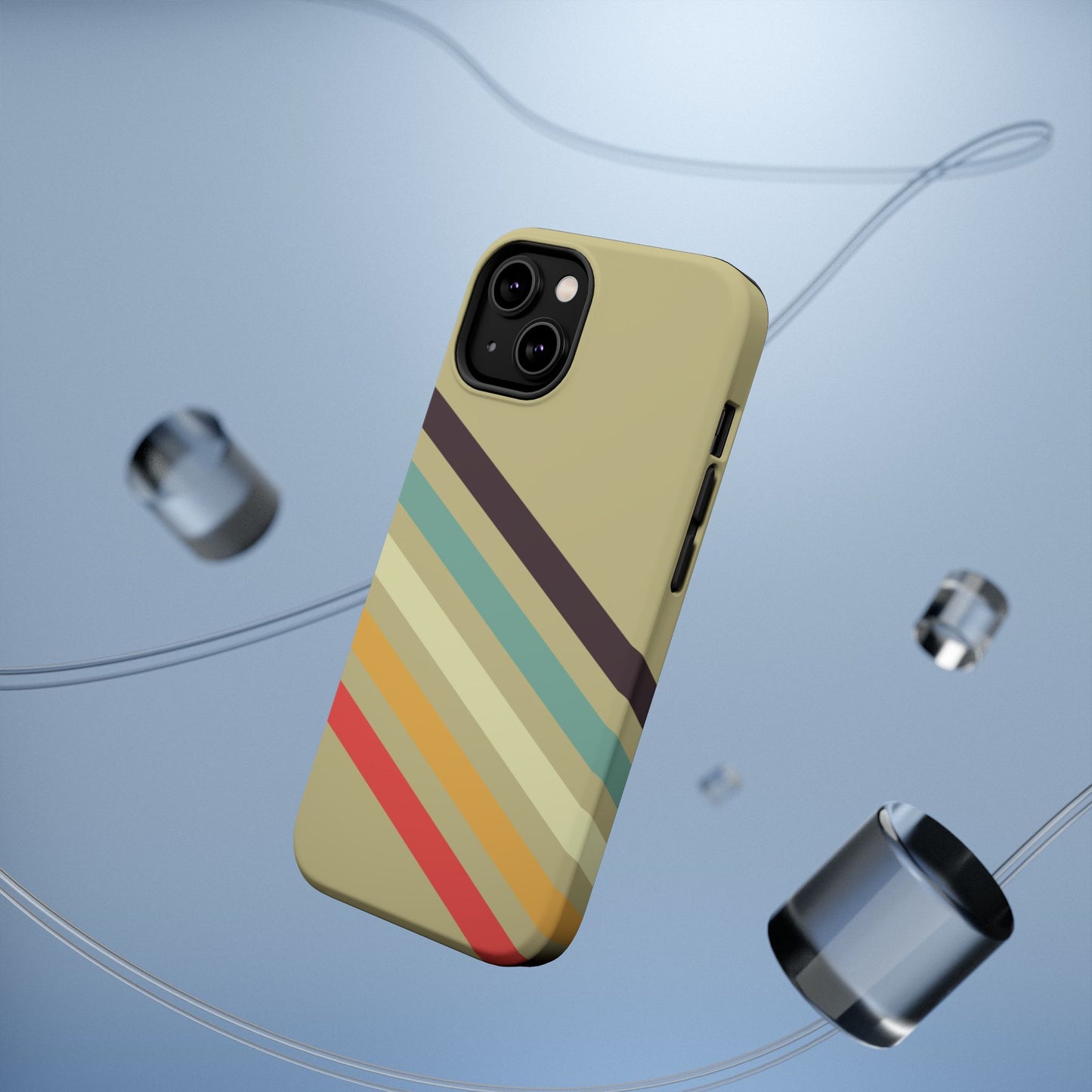 Retro Striped Case for iPhone 16, 15, 14, 13 - MagSafe Magnetic Tough Case by HitStickers