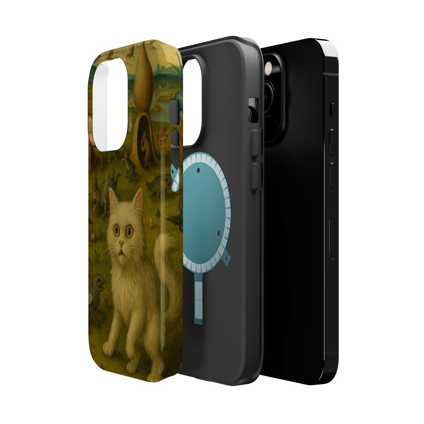 Garden of Cat Delights – Bosch Inspired – iPhone 16, 15, 14, 13 – MagSafe Magnetic Tough Case by HitStickers