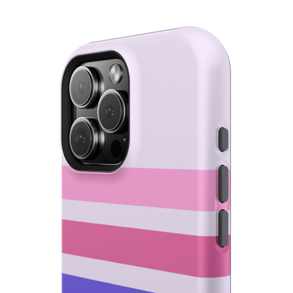 Lavender Love Striped – iPhone 16, 15, 14, 13 – MagSafe Magnetic Tough Case by HitStickers