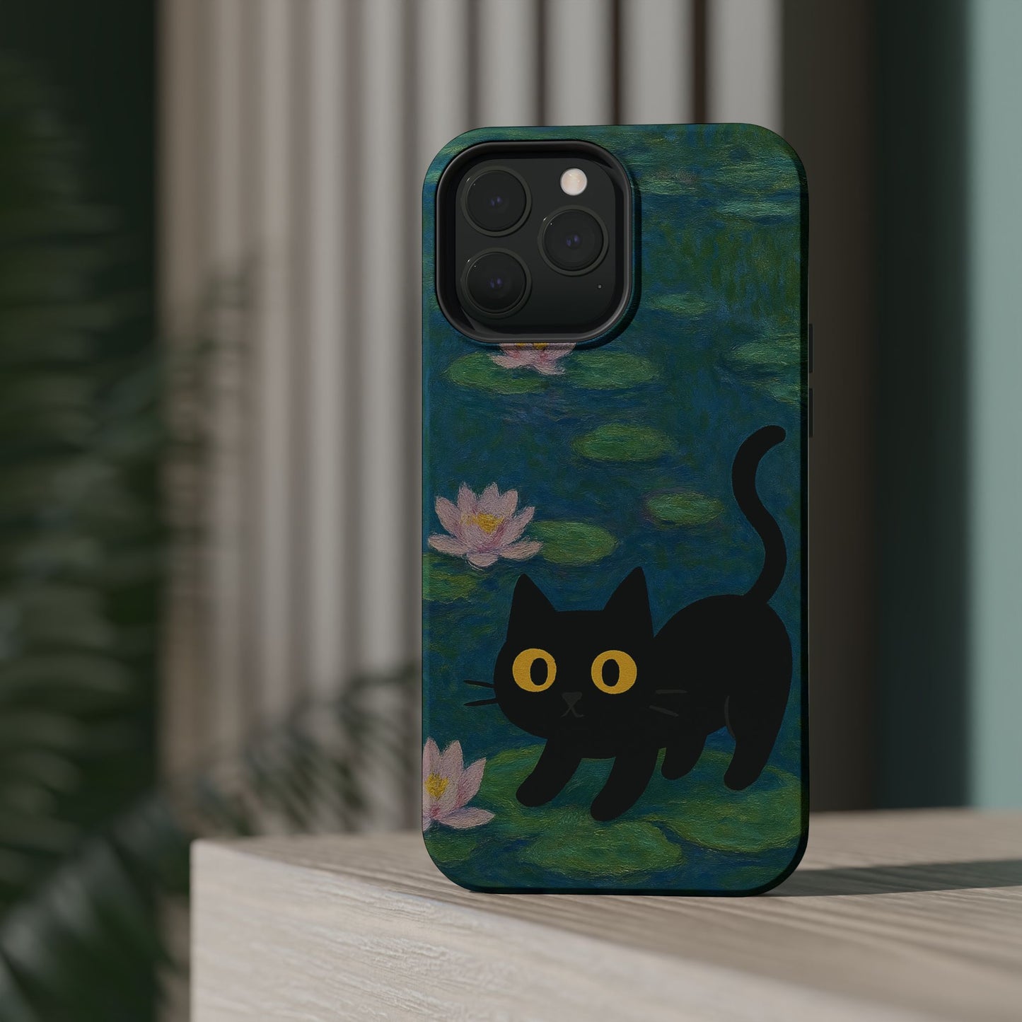 Water Lily Cat – Monet Inspired – iPhone 16, 15, 14, 13 – MagSafe Magnetic Tough Case by HitStickers
