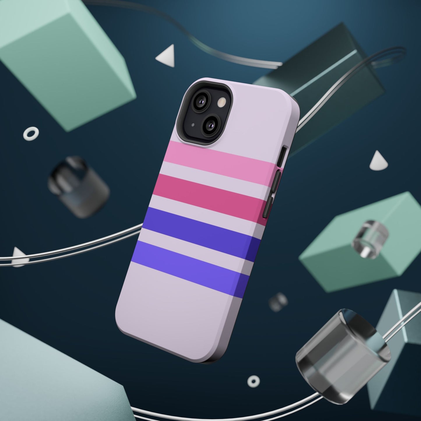 Lavender Love Striped – iPhone 16, 15, 14, 13 – MagSafe Magnetic Tough Case by HitStickers