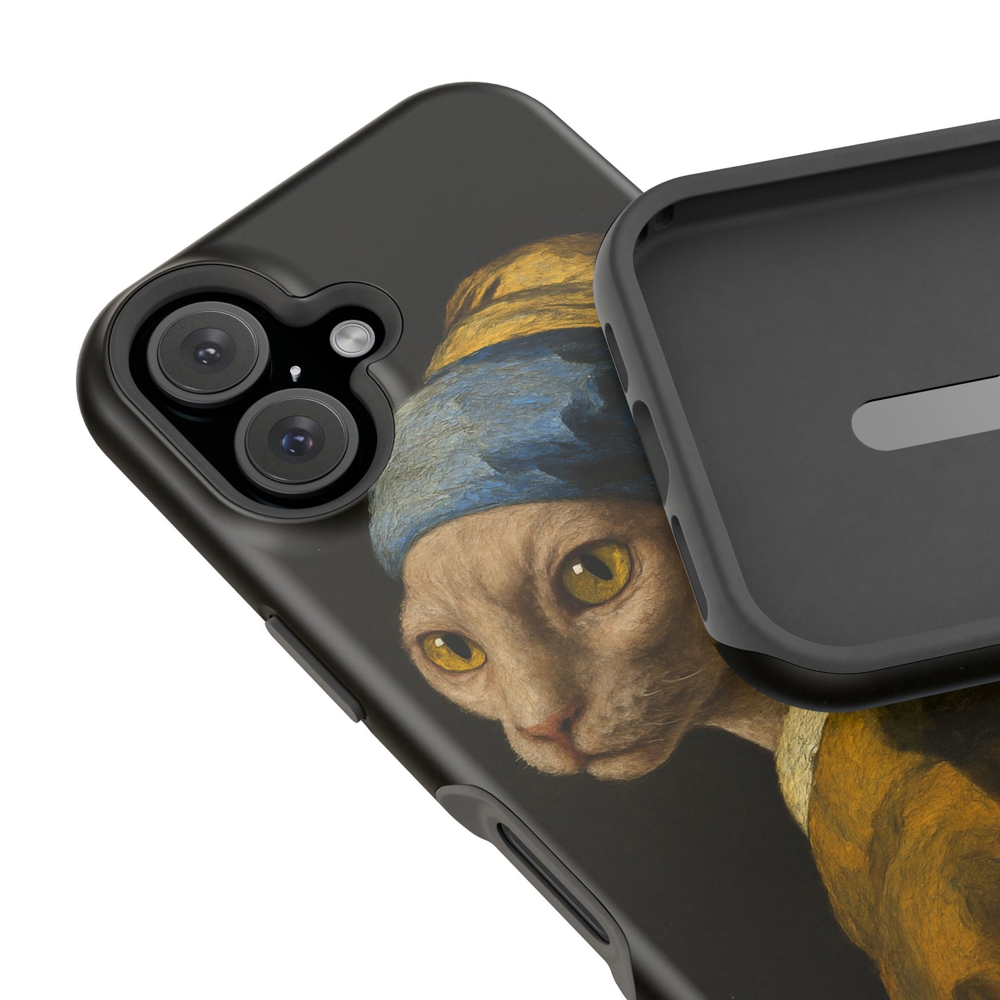 Cat with a Pearl Earring – Vermeer Inspired – iPhone 16, 15, 14, 13 – MagSafe Magnetic Tough Case by HitStickers