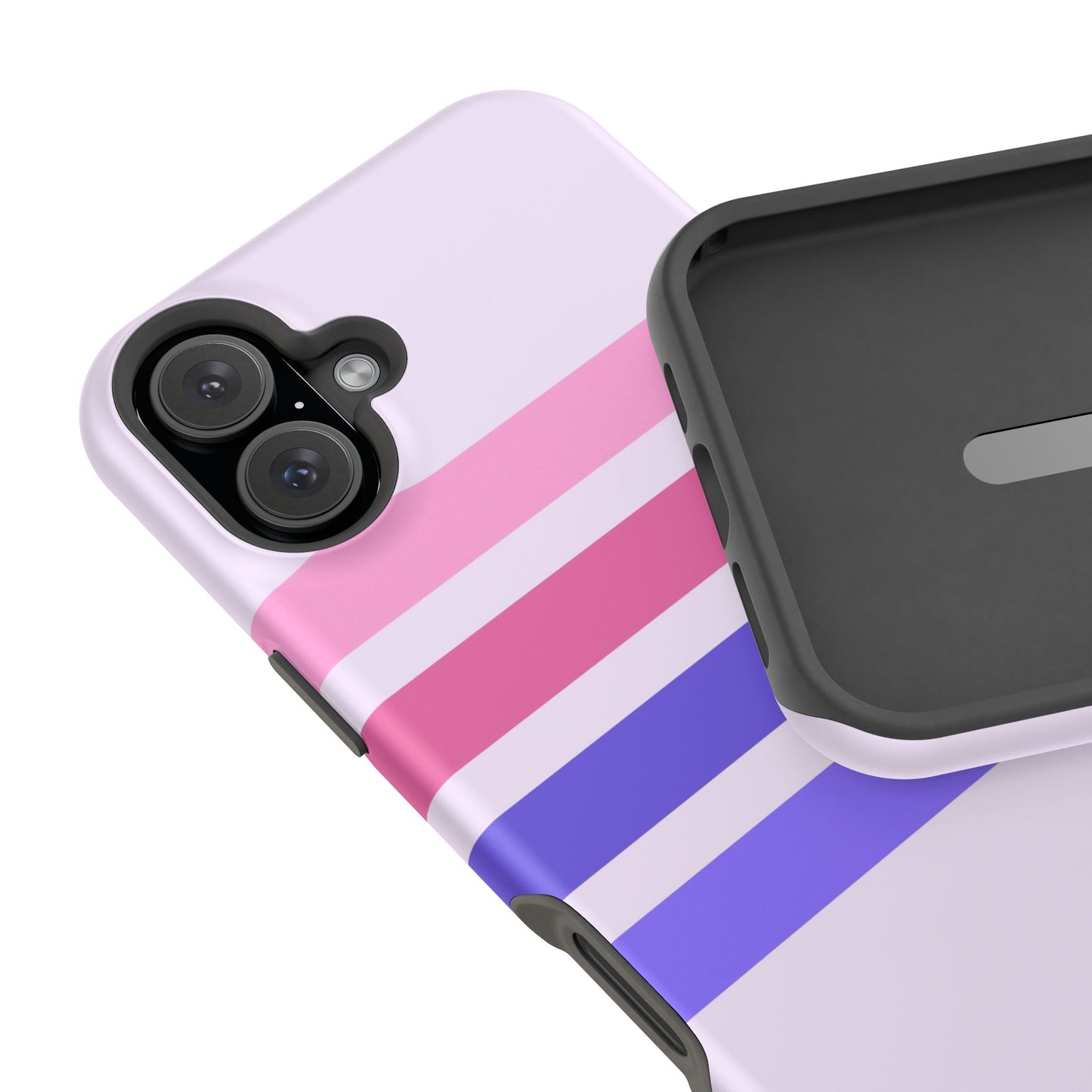 Lavender Love Striped – iPhone 16, 15, 14, 13 – MagSafe Magnetic Tough Case by HitStickers