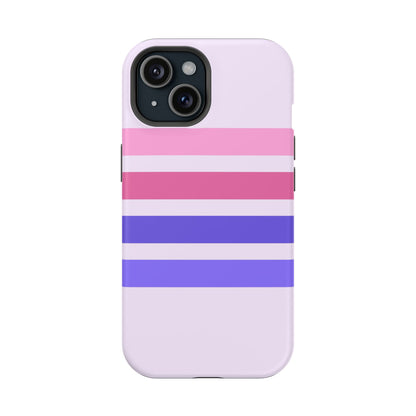 Lavender Love Striped – iPhone 16, 15, 14, 13 – MagSafe Magnetic Tough Case by HitStickers