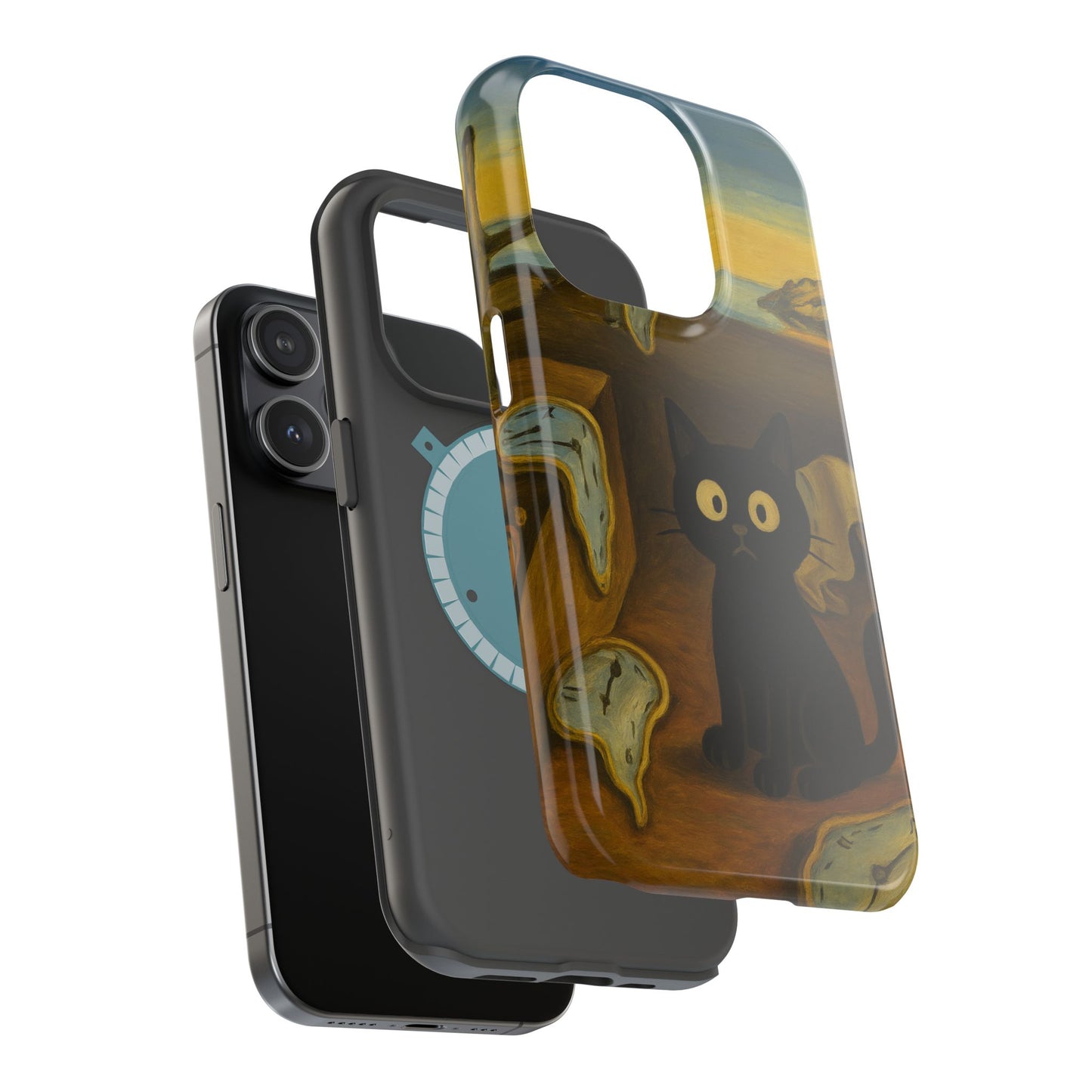 The Cat of Melting Time – Dalí Inspired – iPhone 16, 15, 14, 13 – MagSafe Magnetic Tough Case by HitStickers