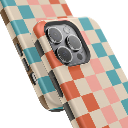 Retro Check Pop – iPhone 16, 15, 14, 13 – MagSafe Magnetic Tough Case by HitStickers
