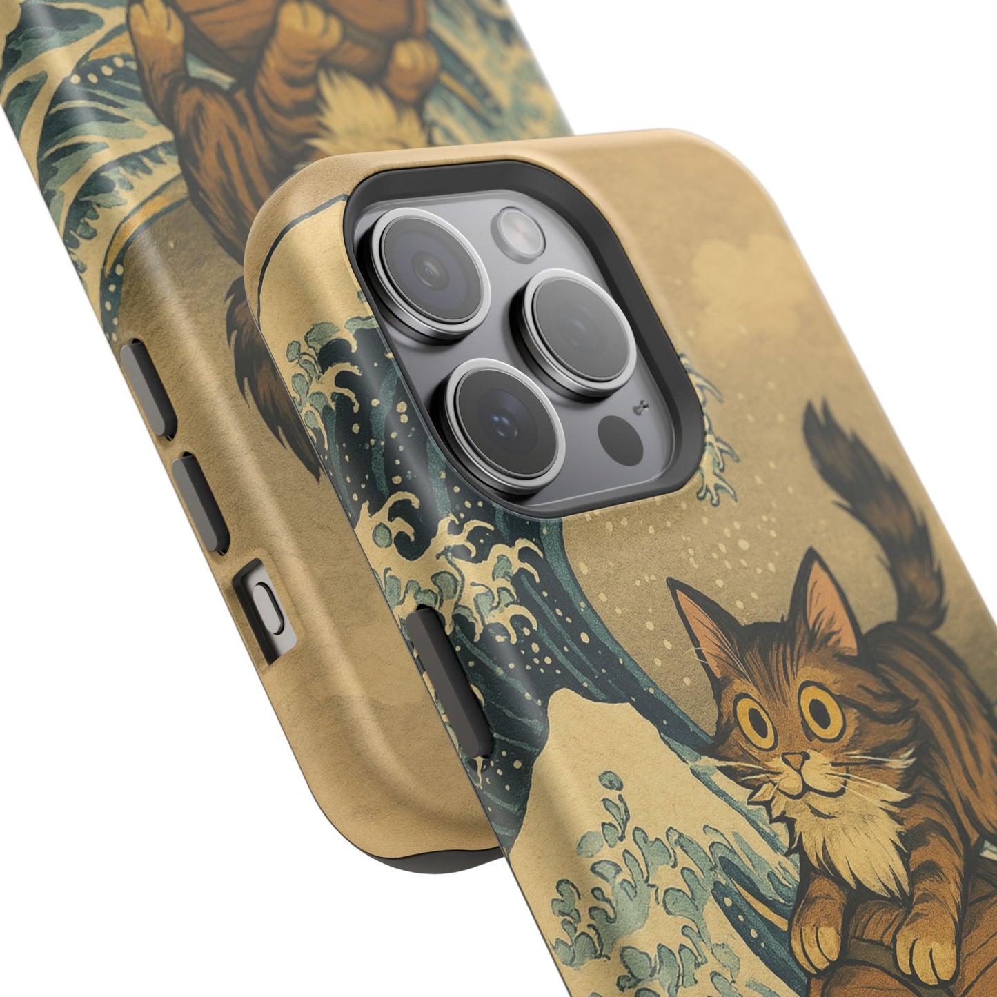 The Great Wave Cat – Hokusai Inspired – iPhone 16, 15, 14, 13 – MagSafe Magnetic Tough Case by HitStickers