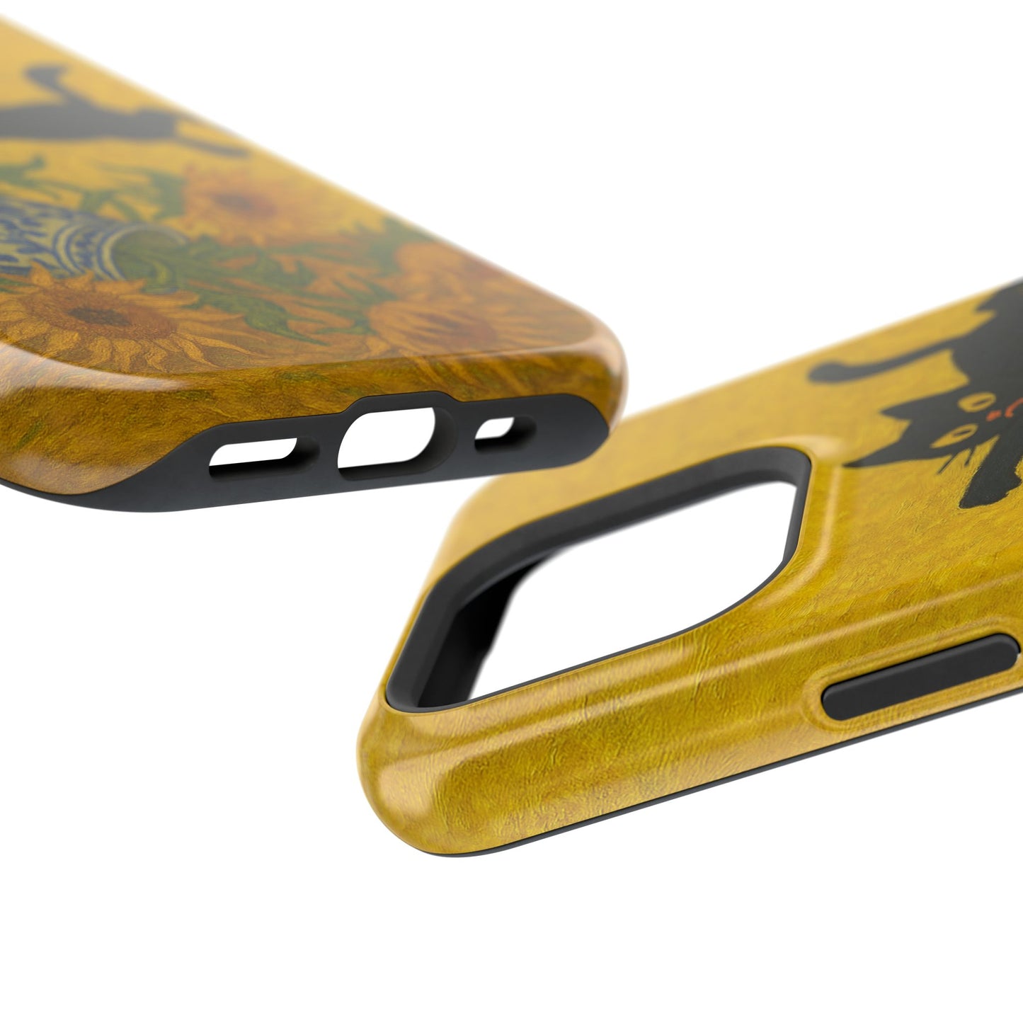 Mischievous Cat & Sunflowers – Van Gogh Inspired – iPhone 16, 15, 14, 13 – MagSafe Magnetic Tough Case by HitStickers