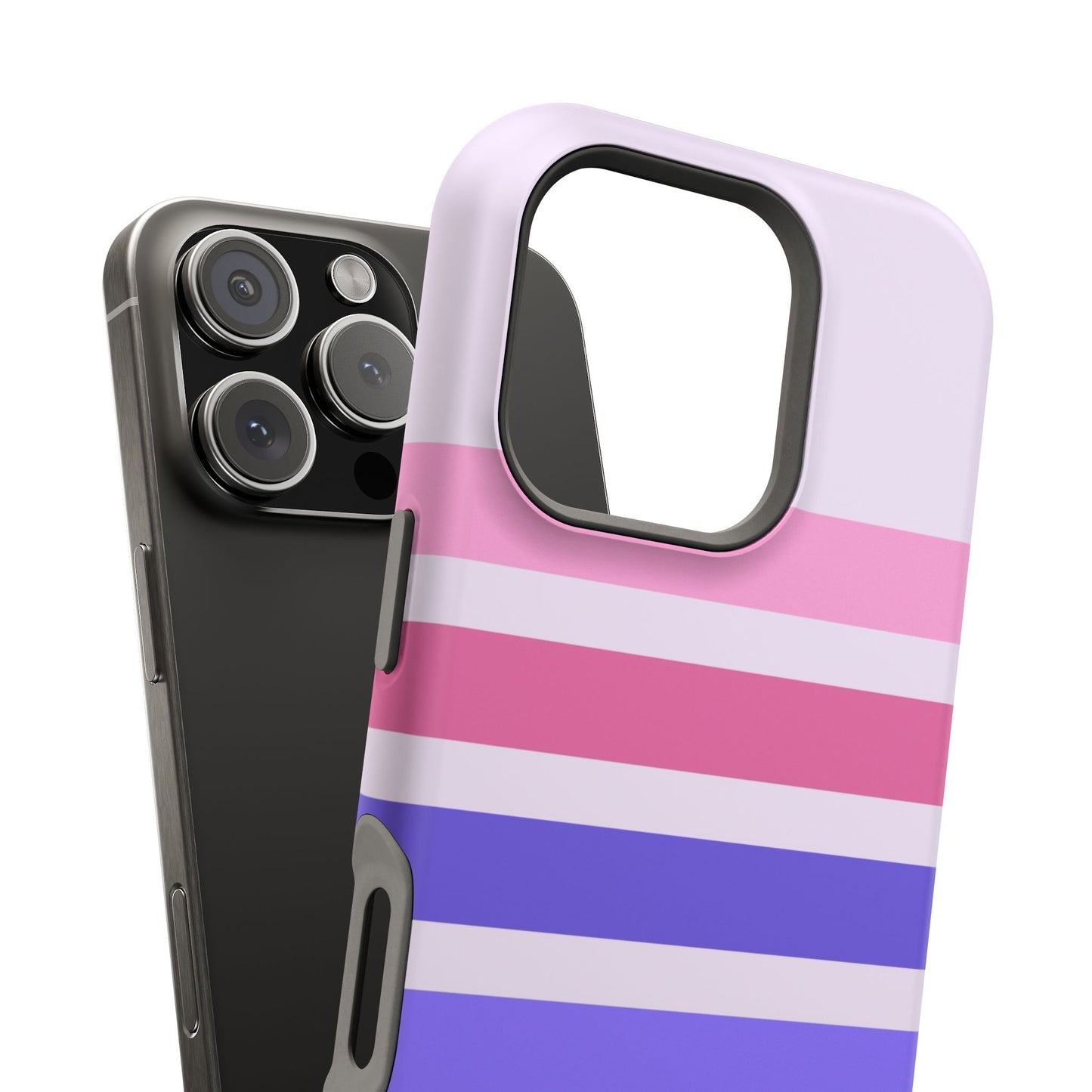 Lavender Love Striped – iPhone 16, 15, 14, 13 – MagSafe Magnetic Tough Case by HitStickers