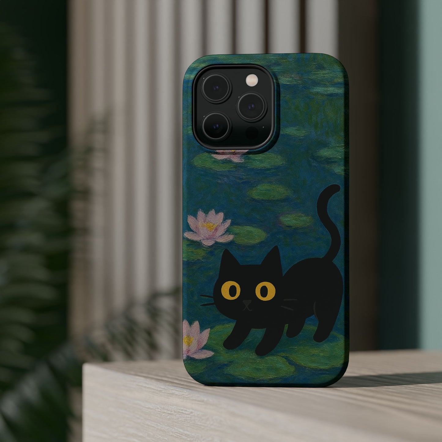 Water Lily Cat – Monet Inspired – iPhone 16, 15, 14, 13 – MagSafe Magnetic Tough Case by HitStickers