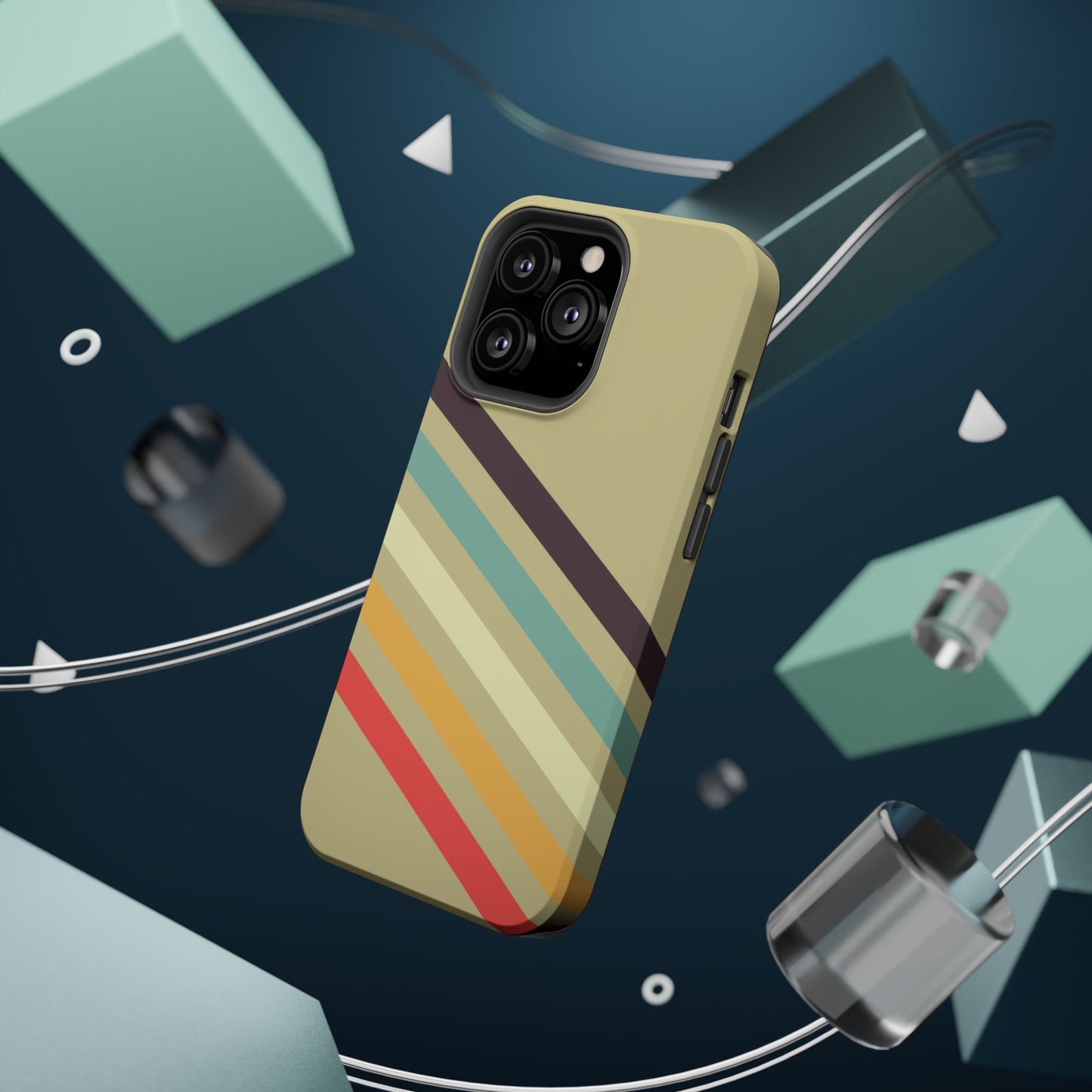 Retro Striped Case for iPhone 16, 15, 14, 13 - MagSafe Magnetic Tough Case by HitStickers