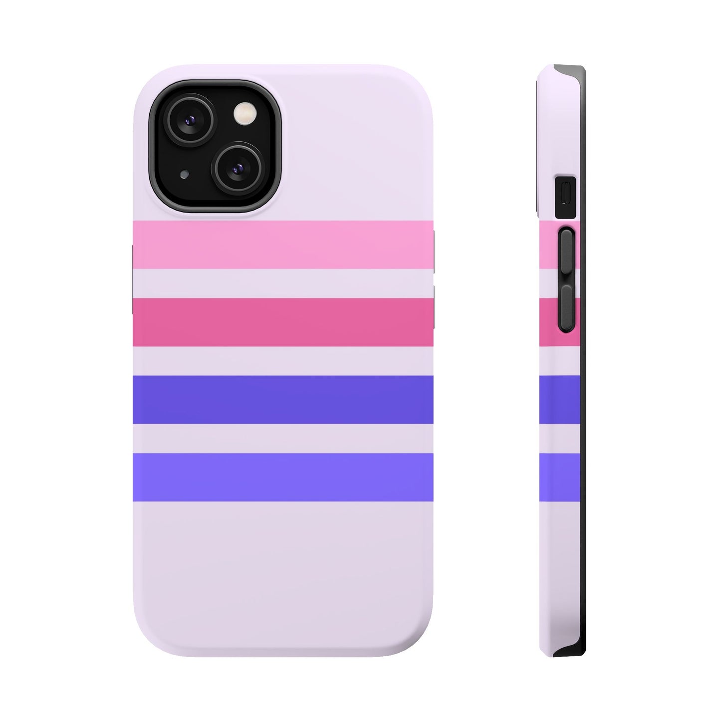 Lavender Love Striped – iPhone 16, 15, 14, 13 – MagSafe Magnetic Tough Case by HitStickers
