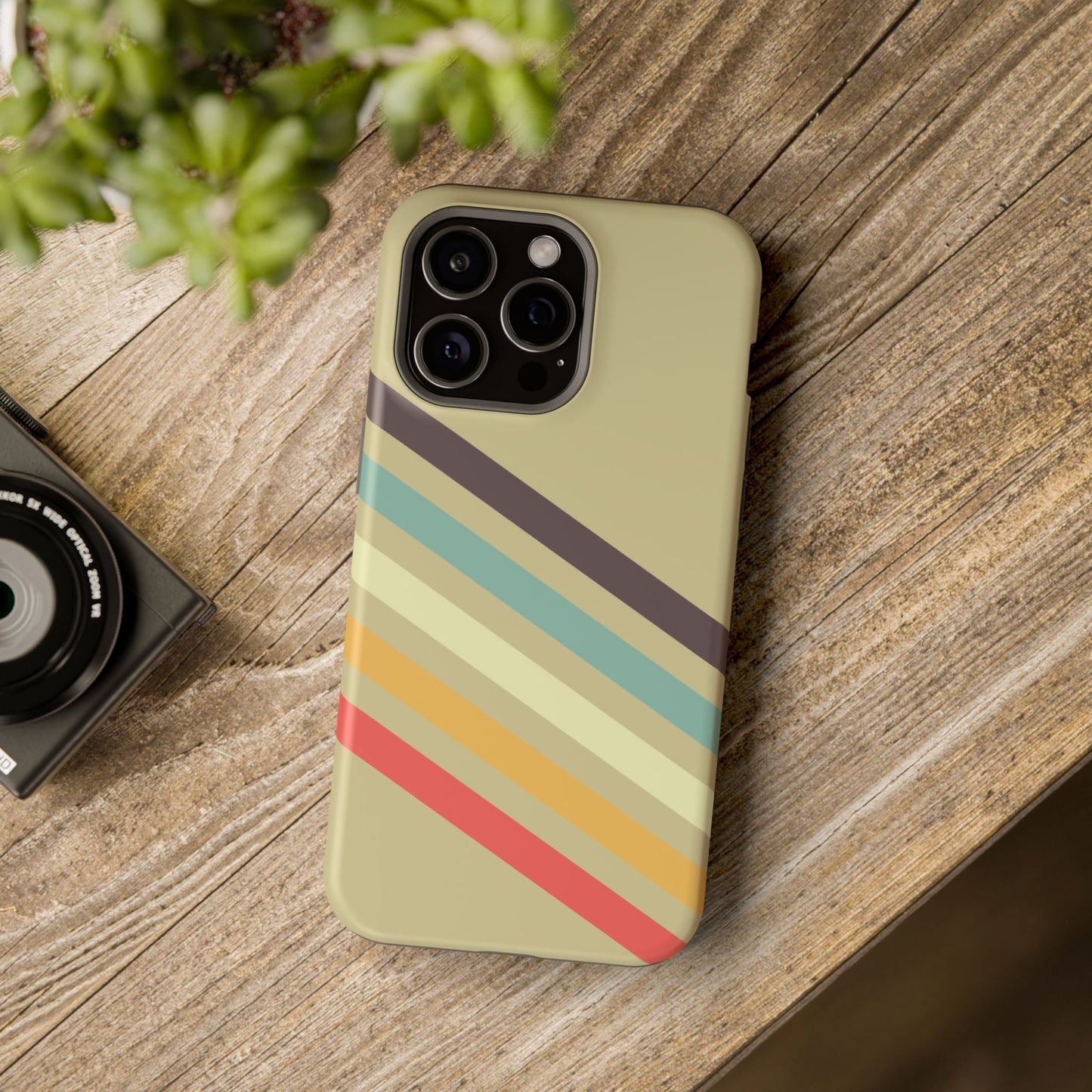 Retro Striped Case for iPhone 16, 15, 14, 13 - MagSafe Magnetic Tough Case by HitStickers