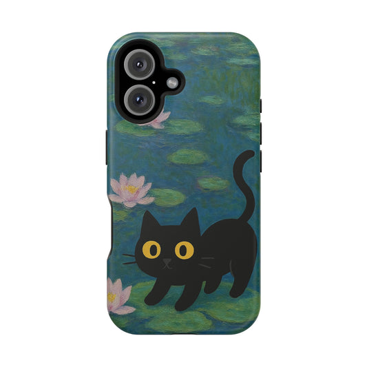 Water Lily Cat – Monet Inspired – iPhone 16, 15, 14, 13 – MagSafe Magnetic Tough Case by HitStickers