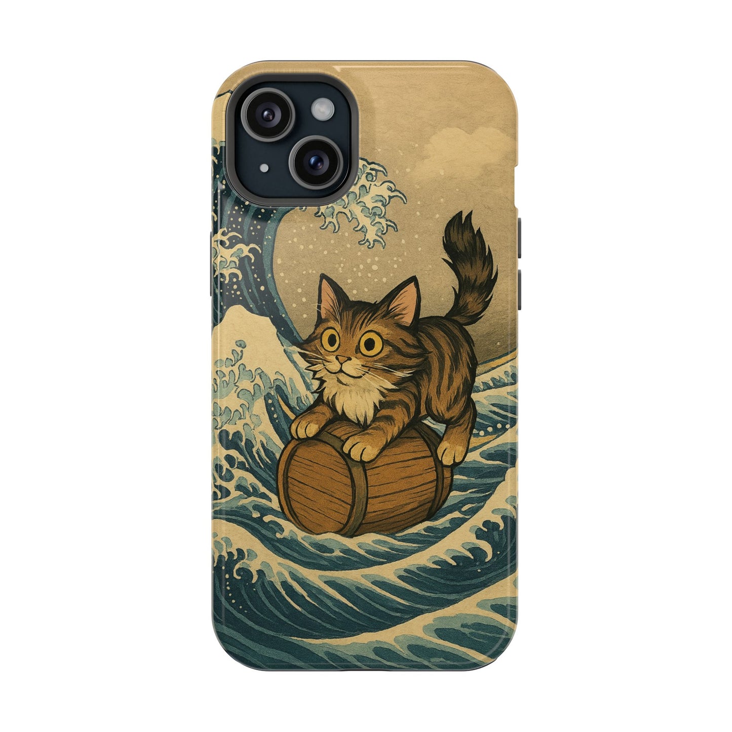The Great Wave Cat – Hokusai Inspired – iPhone 16, 15, 14, 13 – MagSafe Magnetic Tough Case by HitStickers