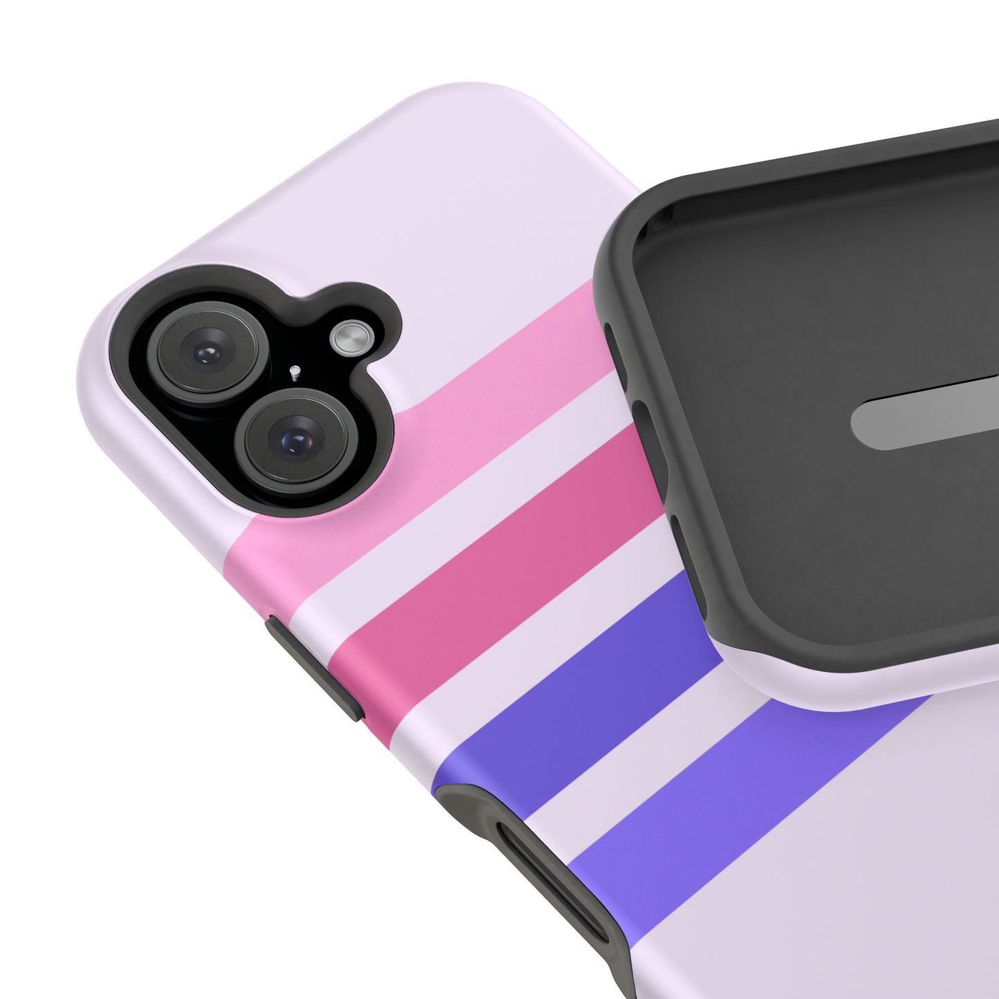 Lavender Love Striped – iPhone 16, 15, 14, 13 – MagSafe Magnetic Tough Case by HitStickers
