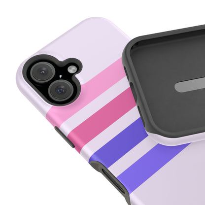 Lavender Love Striped – iPhone 16, 15, 14, 13 – MagSafe Magnetic Tough Case by HitStickers