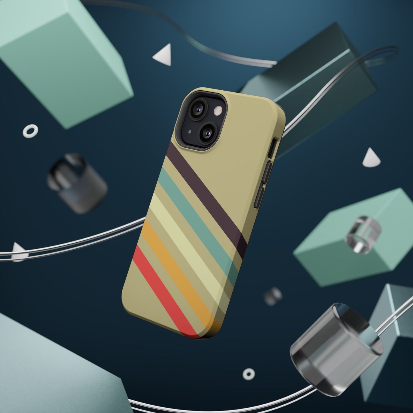 Retro Striped Case for iPhone 16, 15, 14, 13 - MagSafe Magnetic Tough Case by HitStickers