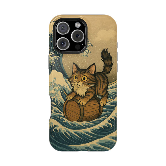 The Great Wave Cat – Hokusai Inspired – iPhone 16, 15, 14, 13 – MagSafe Magnetic Tough Case by HitStickers