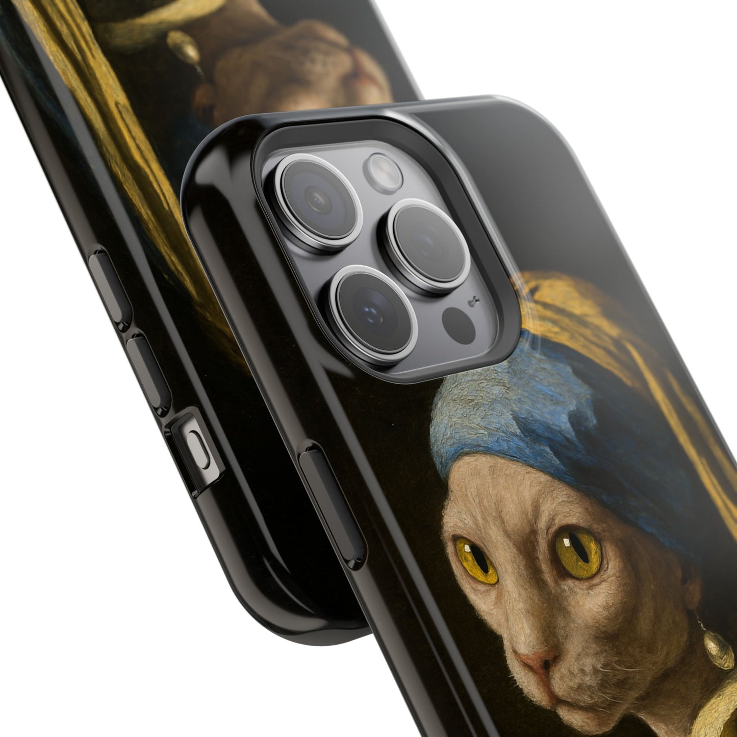 Cat with a Pearl Earring – Vermeer Inspired – iPhone 16, 15, 14, 13 – MagSafe Magnetic Tough Case by HitStickers