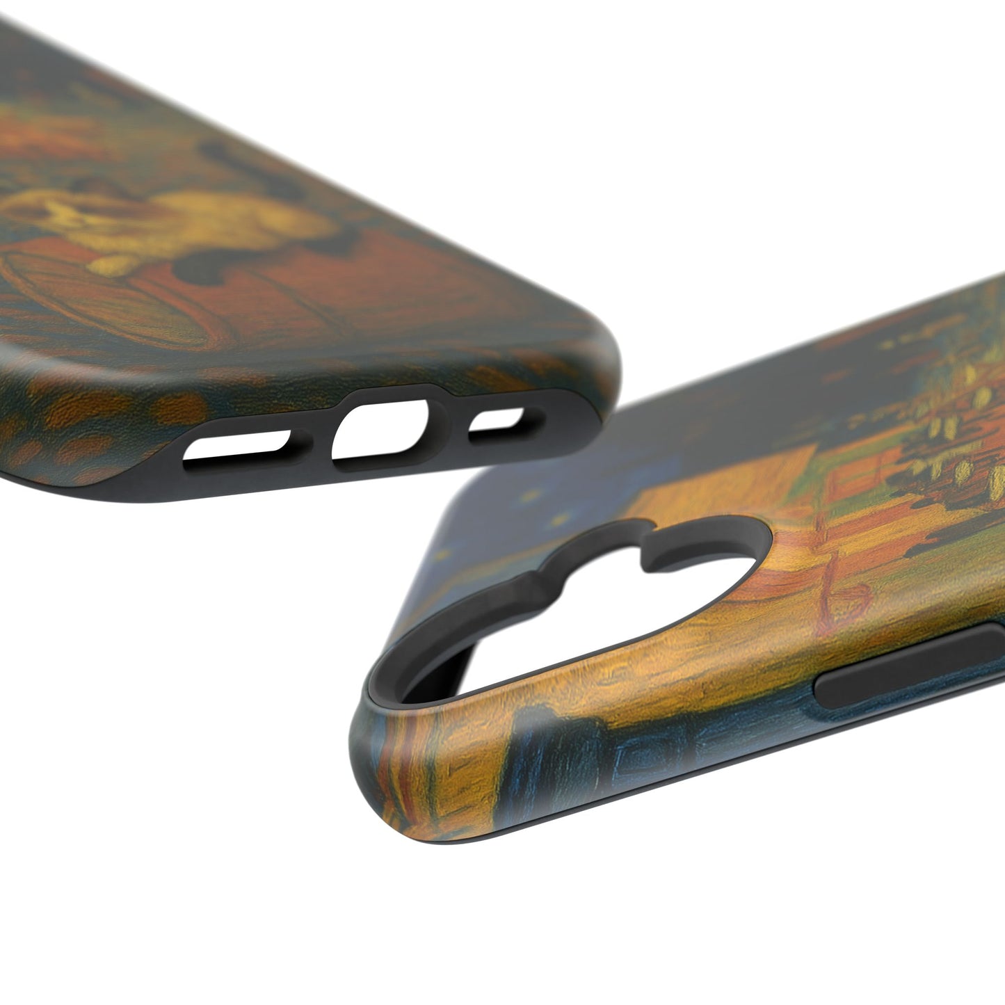 Café Cat at Night – Van Gogh Inspired – iPhone 16, 15, 14, 13 – MagSafe Magnetic Tough Case by HitStickers