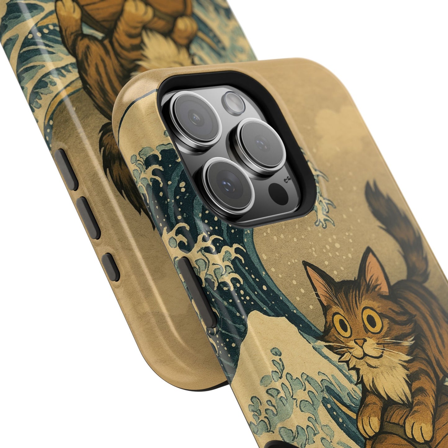 The Great Wave Cat – Hokusai Inspired – iPhone 16, 15, 14, 13 – MagSafe Magnetic Tough Case by HitStickers