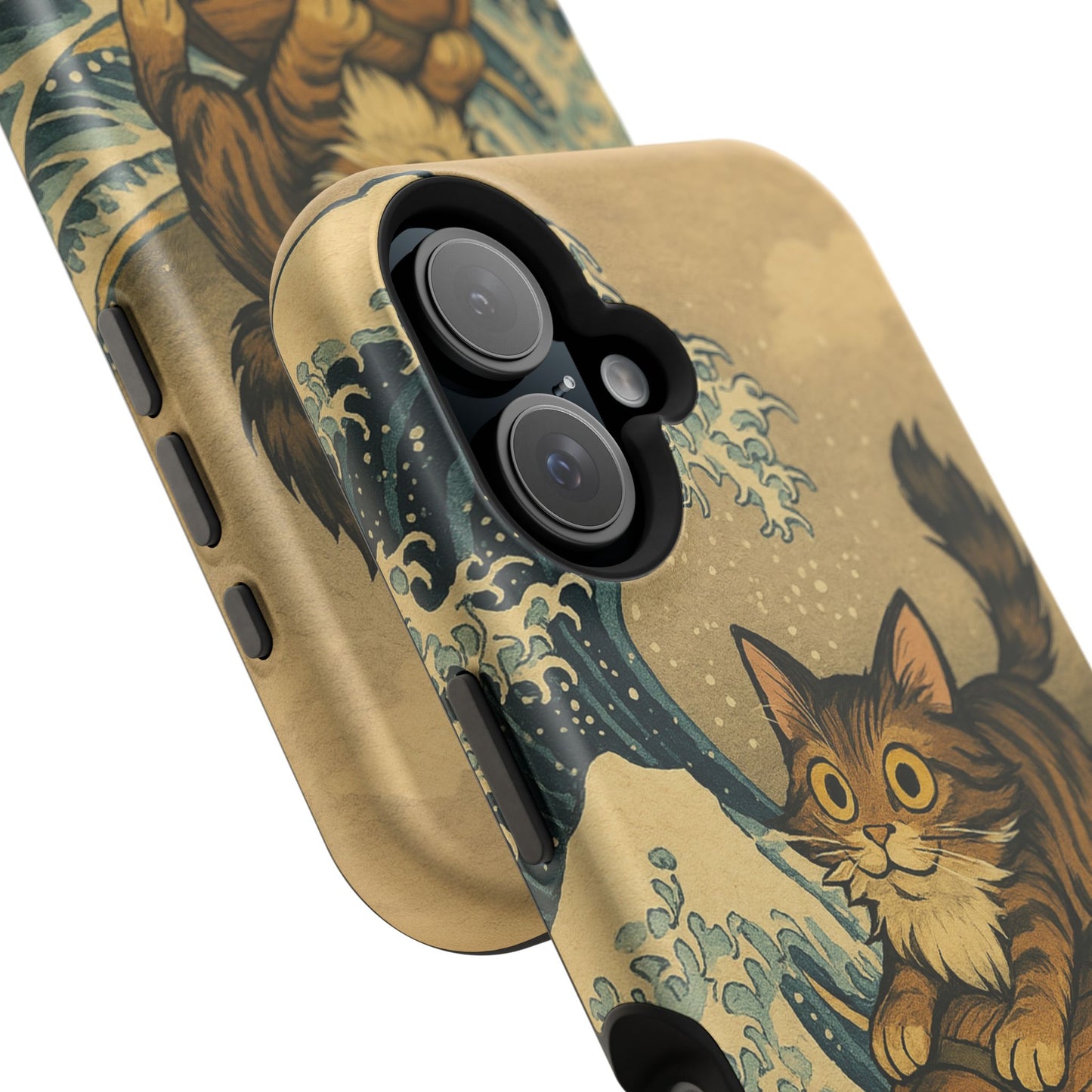The Great Wave Cat – Hokusai Inspired – iPhone 16, 15, 14, 13 – MagSafe Magnetic Tough Case by HitStickers