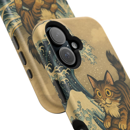 The Great Wave Cat – Hokusai Inspired – iPhone 16, 15, 14, 13 – MagSafe Magnetic Tough Case by HitStickers