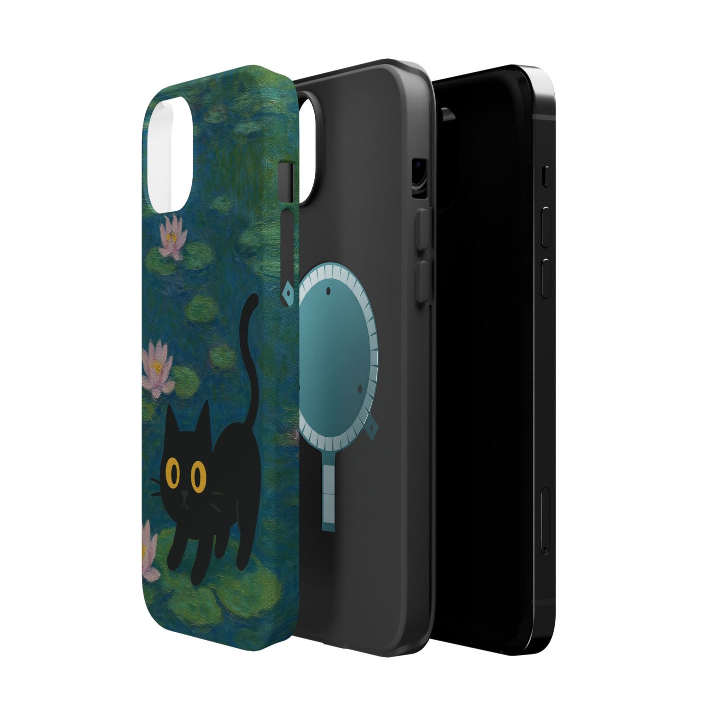 Water Lily Cat – Monet Inspired – iPhone 16, 15, 14, 13 – MagSafe Magnetic Tough Case by HitStickers