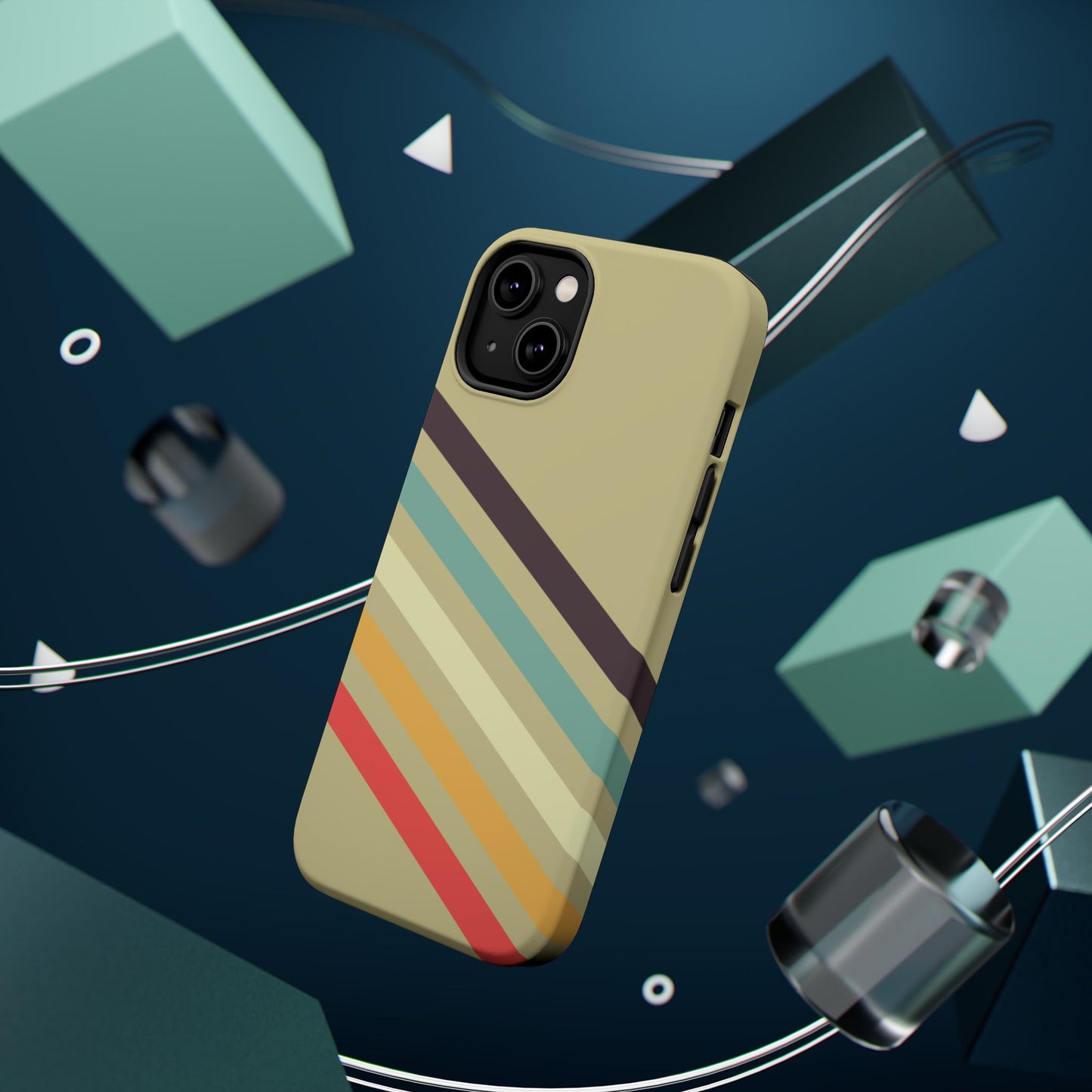 Retro Striped Case for iPhone 16, 15, 14, 13 - MagSafe Magnetic Tough Case by HitStickers