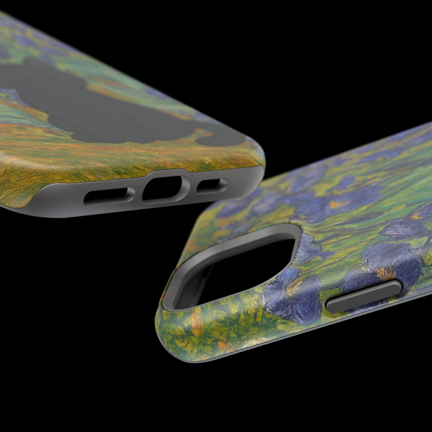 Peaceful Cat in Irises – Van Gogh Inspired – iPhone 16, 15, 14, 13 – MagSafe Magnetic Tough Case by HitStickers