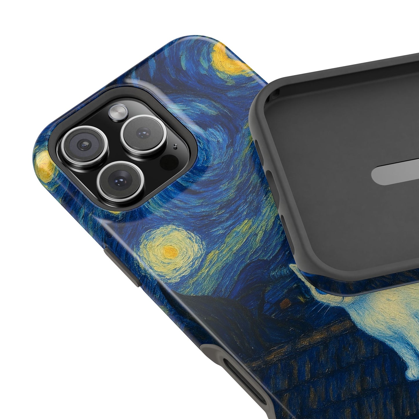 Starry Night Cat – Van Gogh Inspired – iPhone 16, 15, 14, 13 – MagSafe Magnetic Tough Case by HitStickers