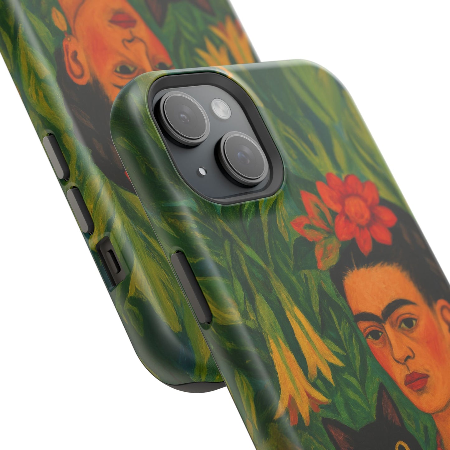 Frida & the Black Cat – Kahlo Inspired – iPhone 16, 15, 14, 13 – MagSafe Magnetic Tough Case by HitStickers