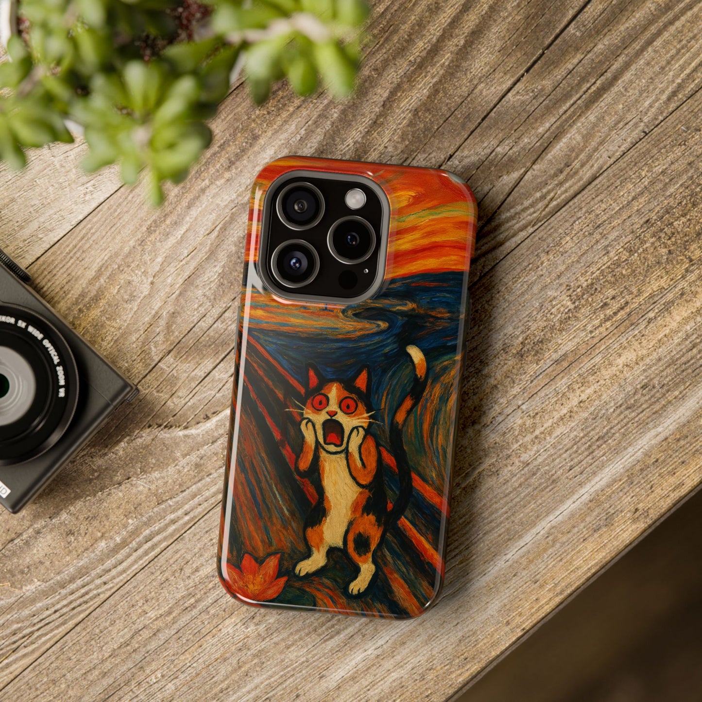 The Cat Scream – Munch Inspired – iPhone 16, 15, 14, 13 – MagSafe Magnetic Tough Case by HitStickers